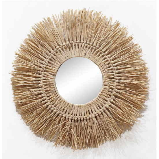 Round Handmade Straw Frame Mirror XRM-2X